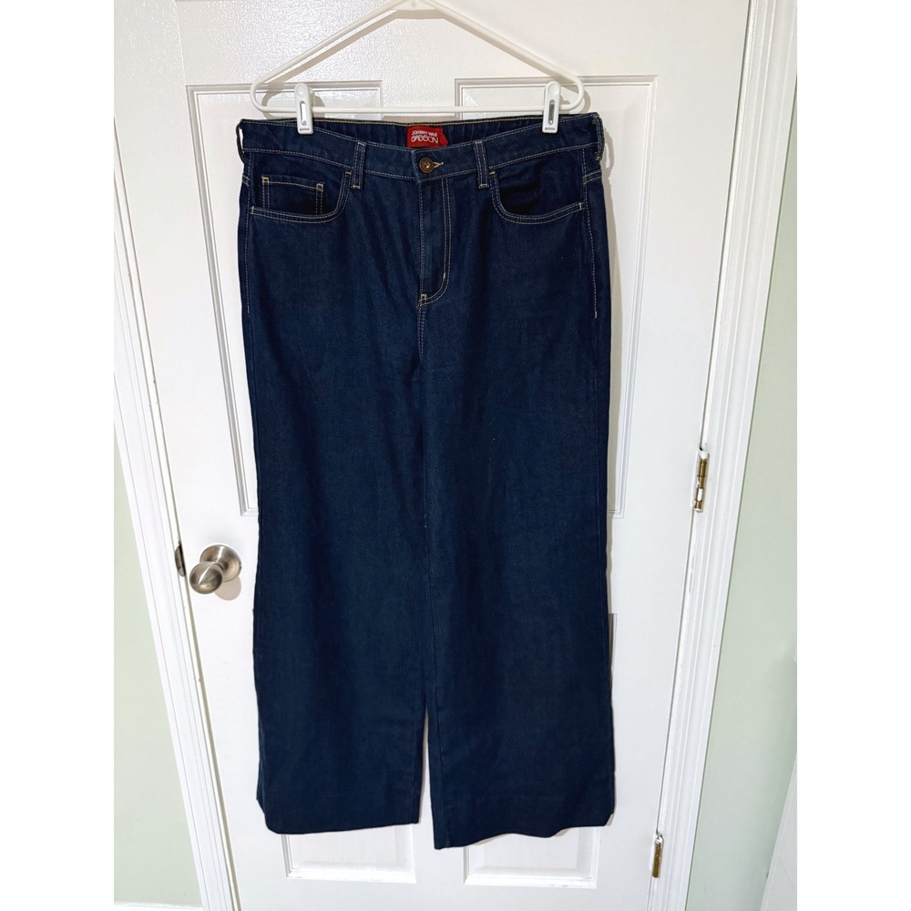 Johnny Was Sasson Womens Dark Wash Wide Leg Jeans Size 32 High Rise Denim - Picture 1 of 4